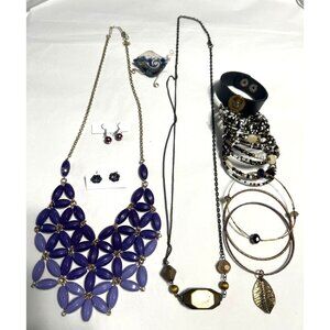 10 pc Mixed Purple Lot Necklace Earrings Bracelets & More